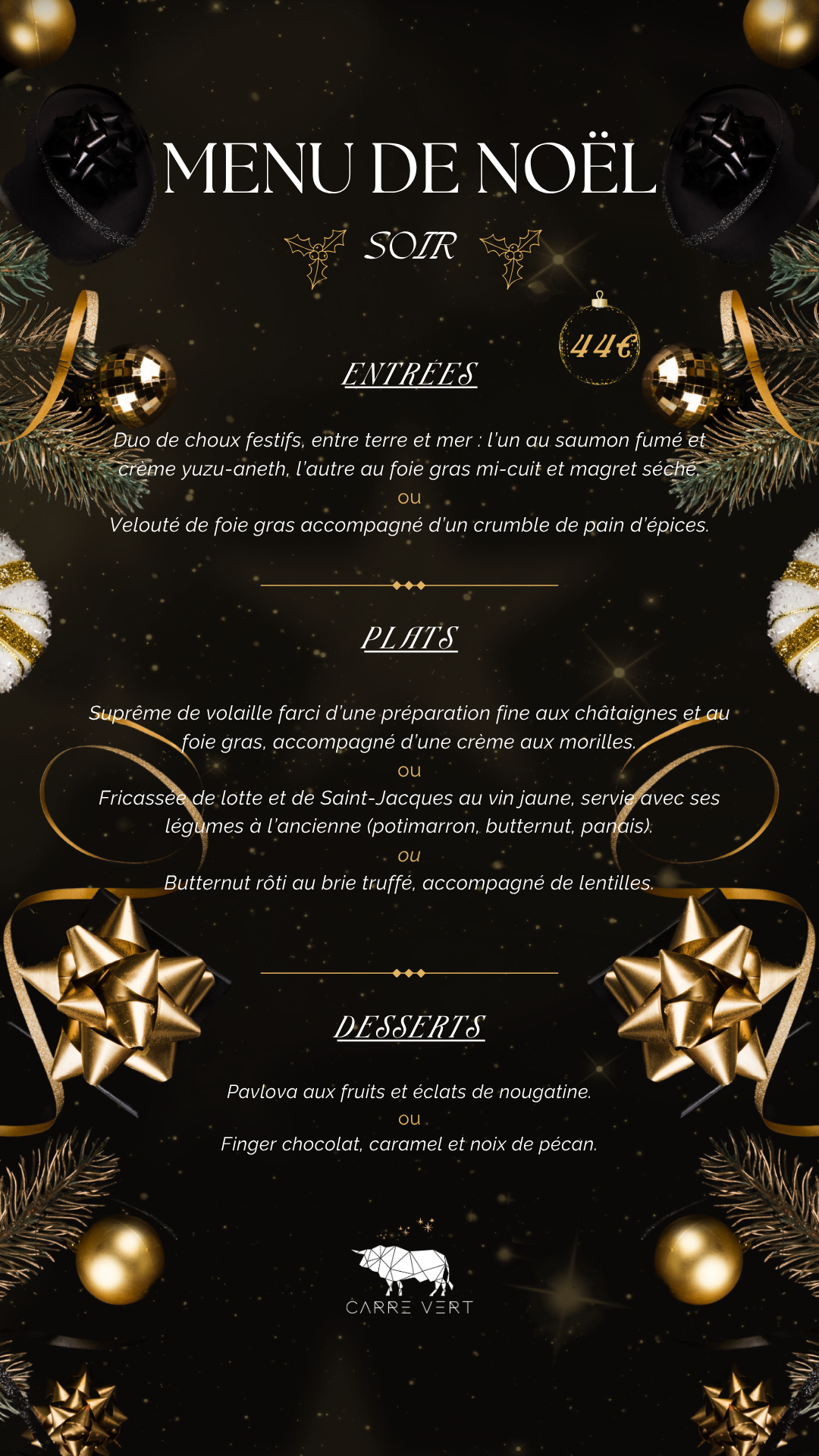 Document A4 Menu de Noël Minimaliste Floral Rouge et Blanc (Votre story) (1)